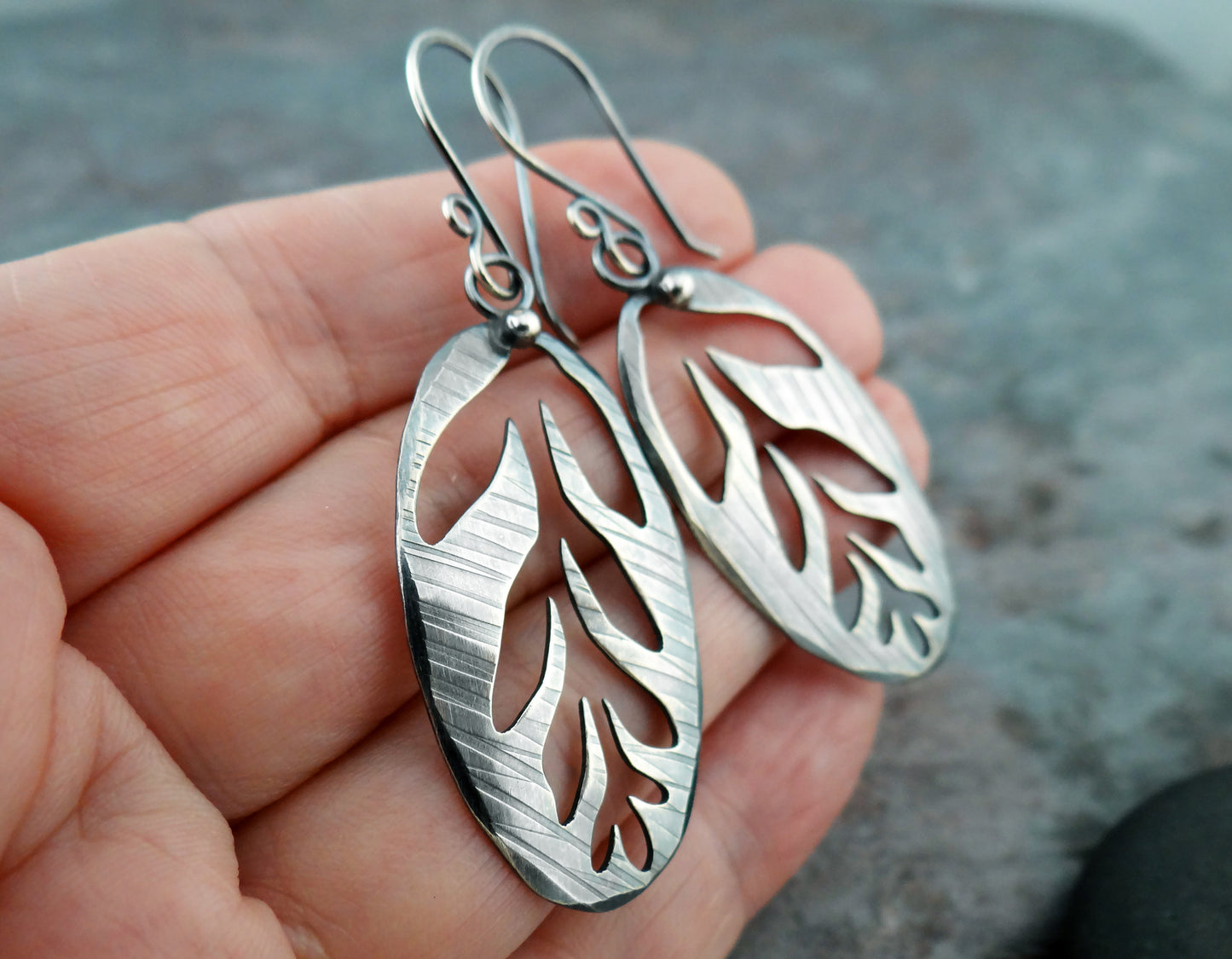 Lonely Branch Earrings || nature-inspired silver jewelry (6376)