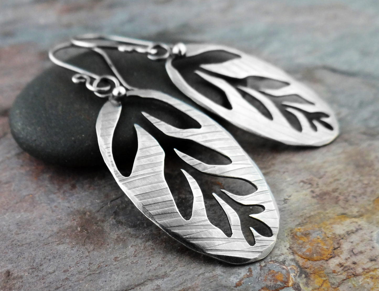 Lonely Branch Earrings || nature-inspired silver jewelry (6376)