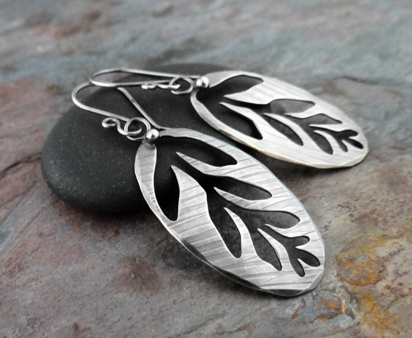 Lonely Branch Earrings || nature-inspired silver jewelry (6376)