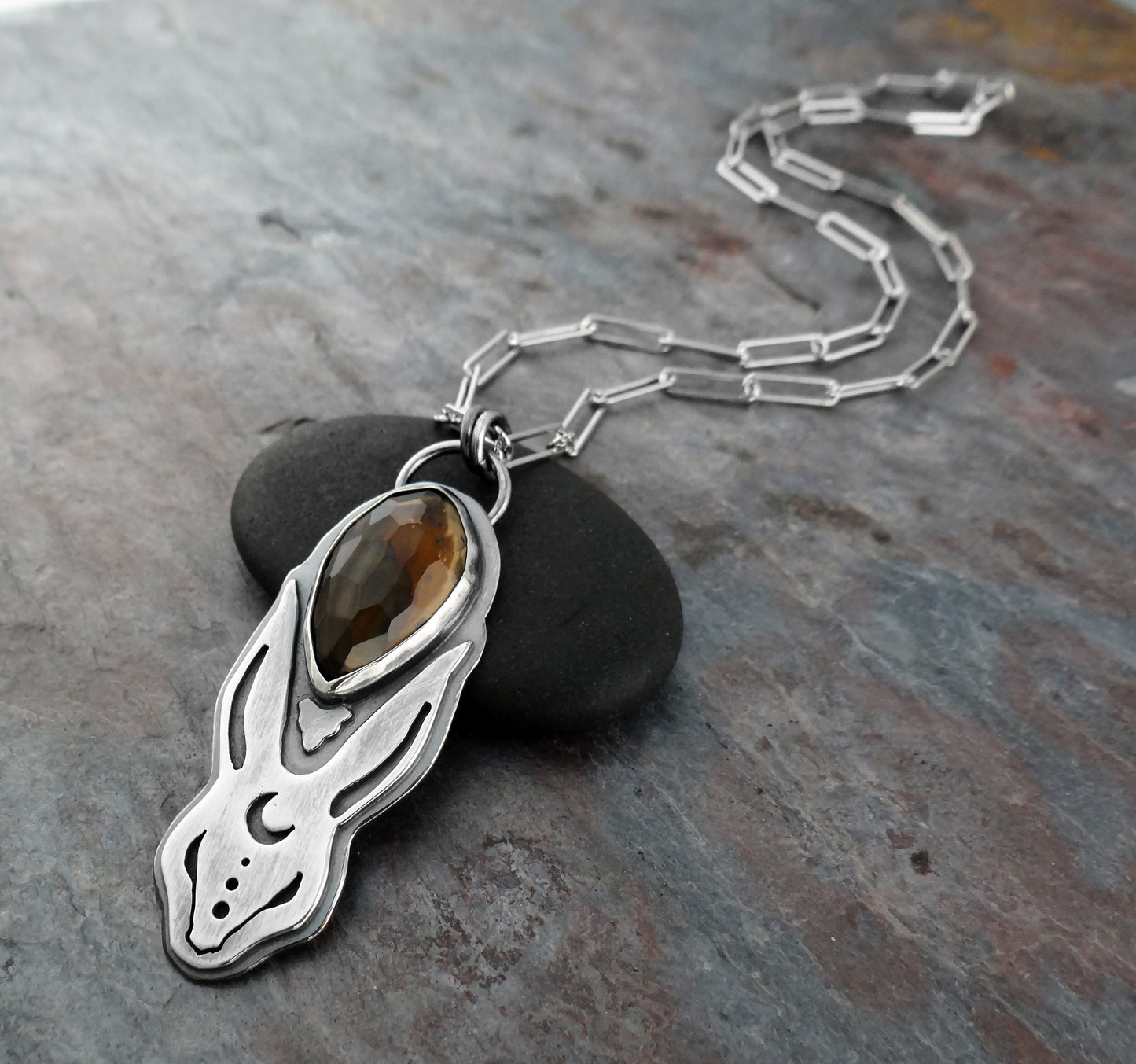 Not the Easter Bunny || sterling silver rabbit pendant (7019)