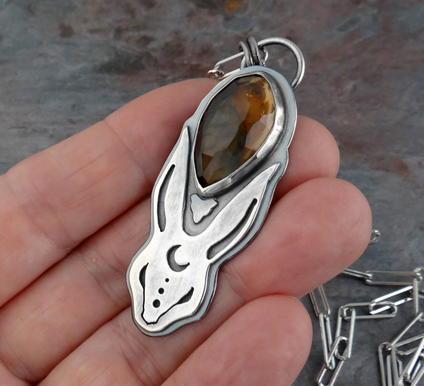 Not the Easter Bunny || sterling silver rabbit pendant (7019)