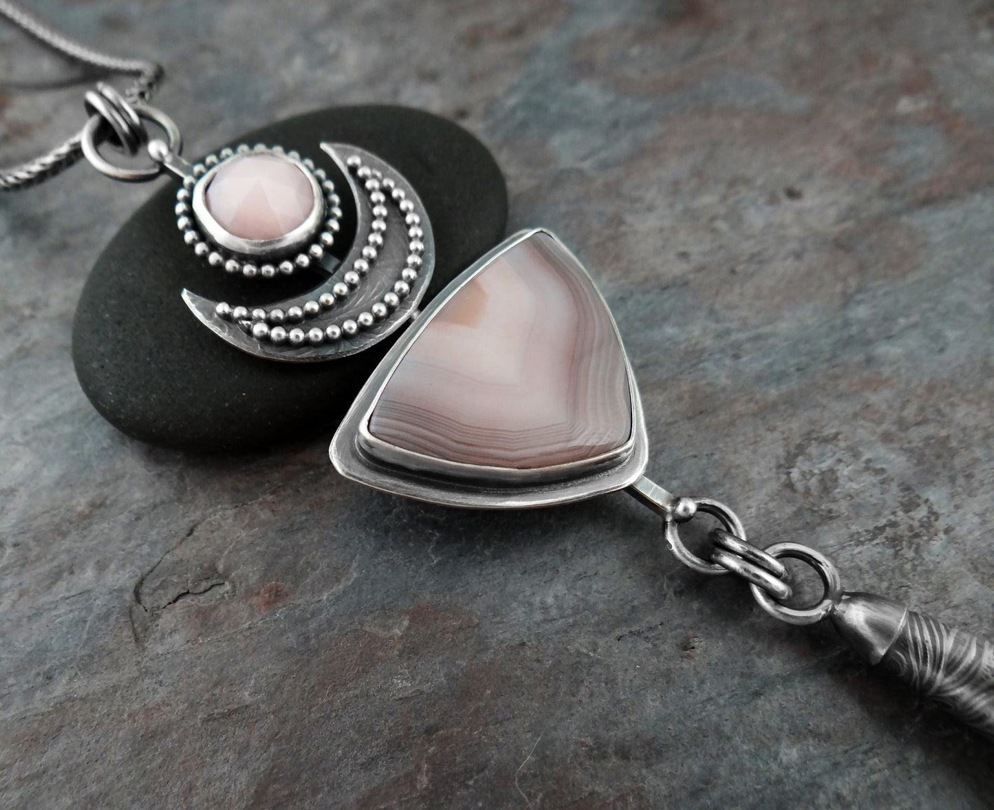 Triple Stone Lunar Pendant (7055)