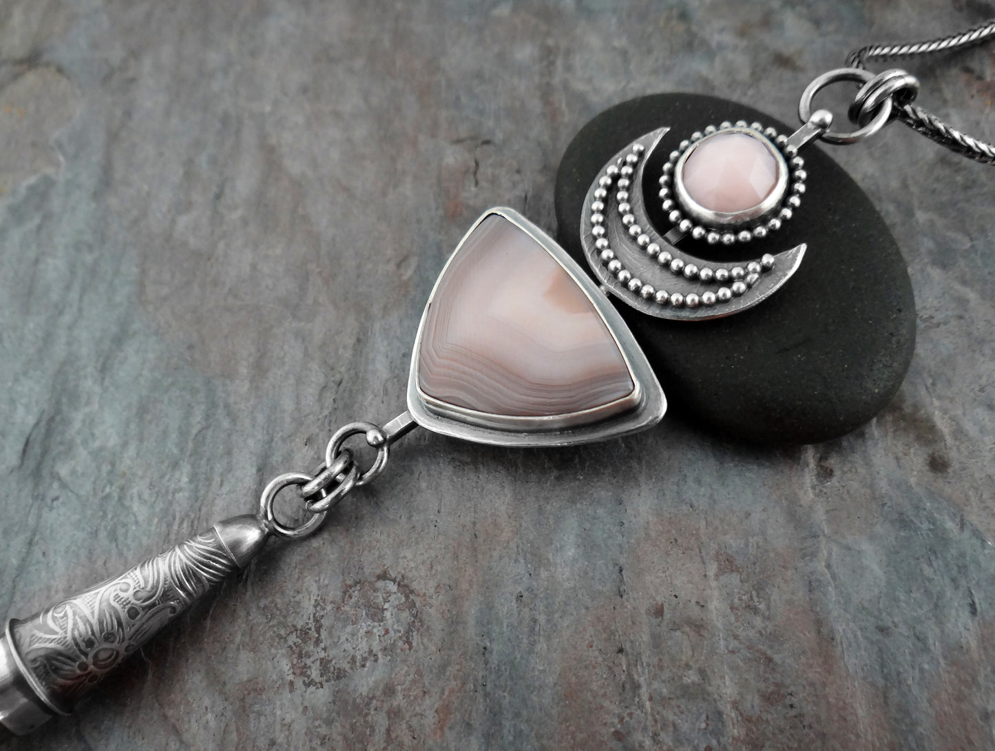 Triple Stone Lunar Pendant (7055)