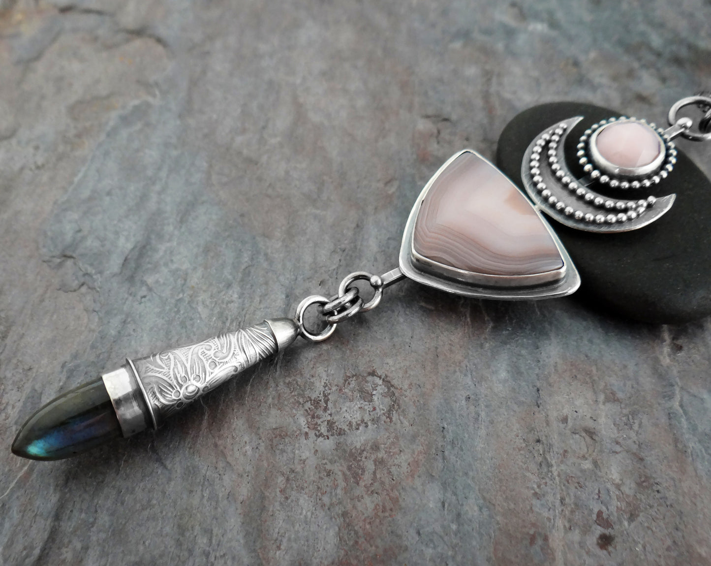 Triple Stone Lunar Pendant (7055)