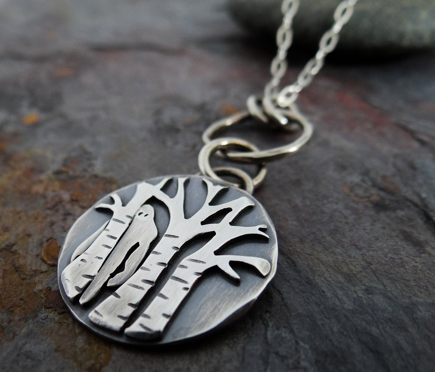 Forest Guardian || sasquatch peeking out from the trees || hand forged sterling silver bigfoot pendant (5204)