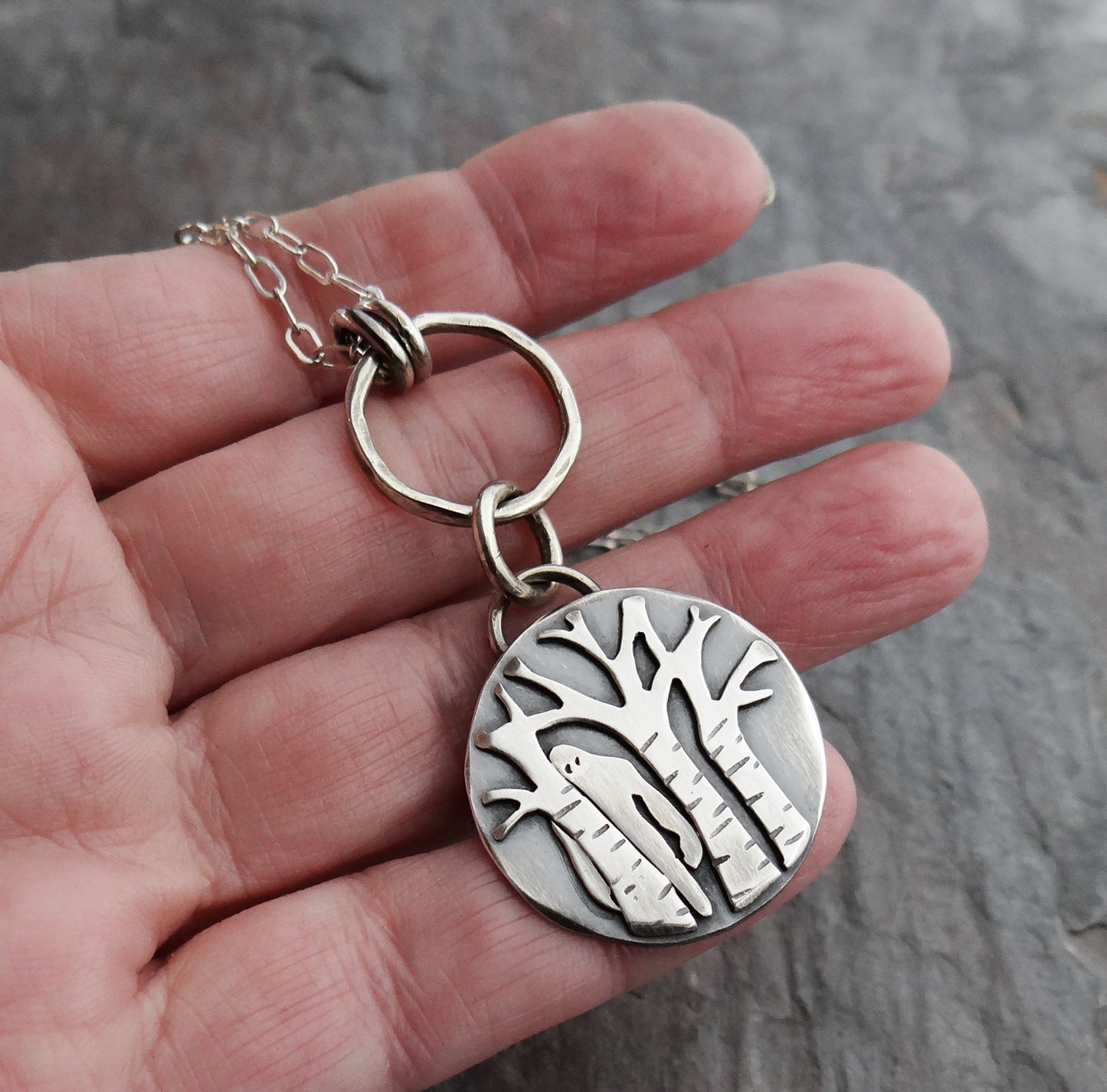 Forest Guardian || sasquatch peeking out from the trees || hand forged sterling silver bigfoot pendant (5204)