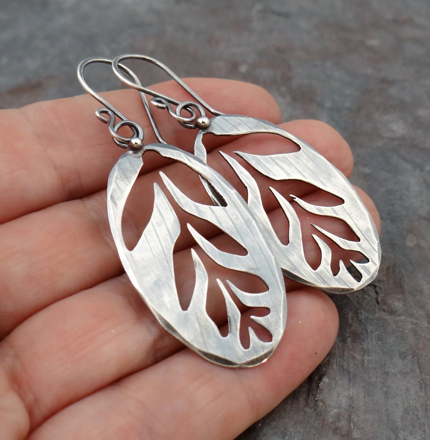 Lonely Branch Earrings || nature-inspired silver jewelry (6376)