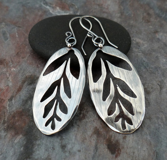 Lonely Branch Earrings || nature-inspired silver jewelry (6376)