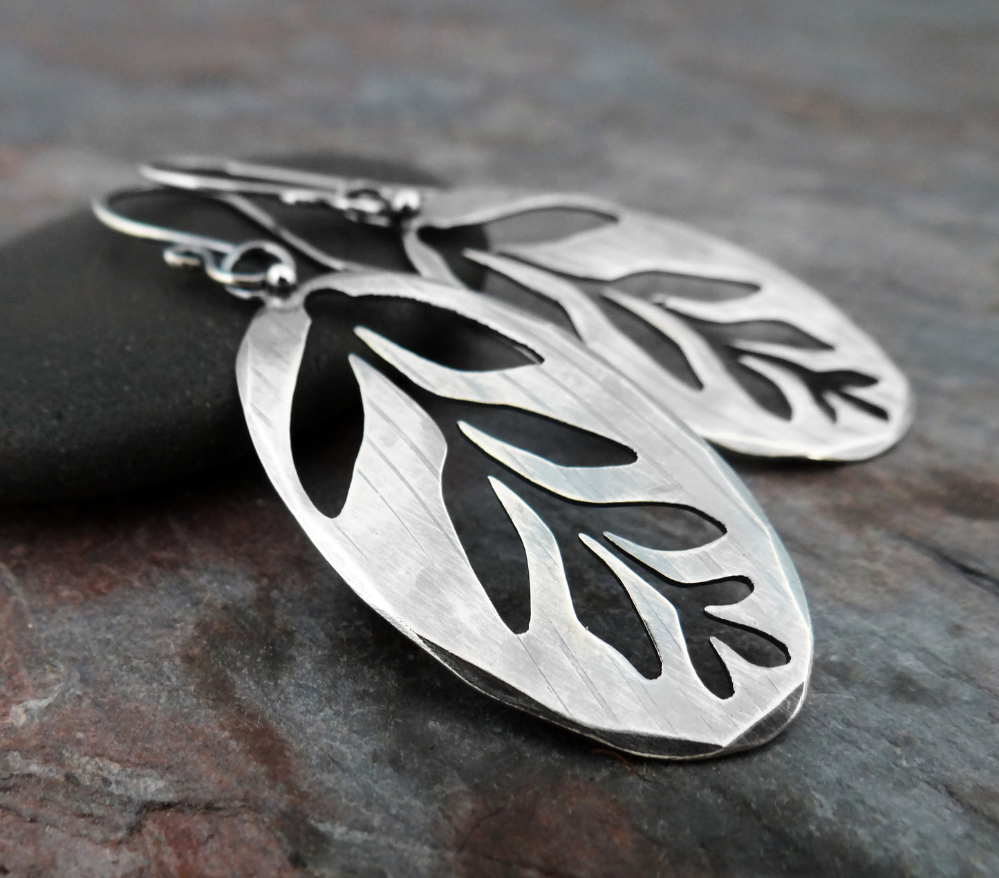 Lonely Branch Earrings || nature-inspired silver jewelry (6376)