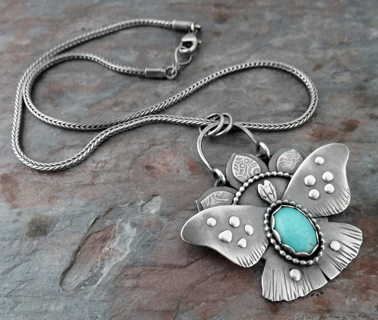 Amazonite Moth || nature-inspired statement necklace (6738)