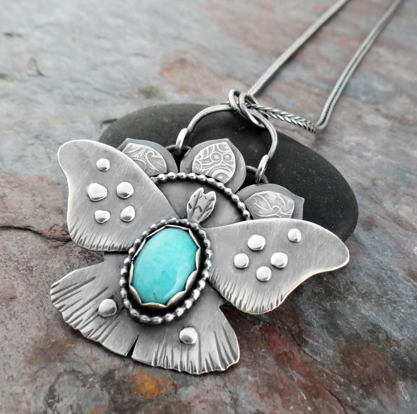 Amazonite Moth || nature-inspired statement necklace (6738)