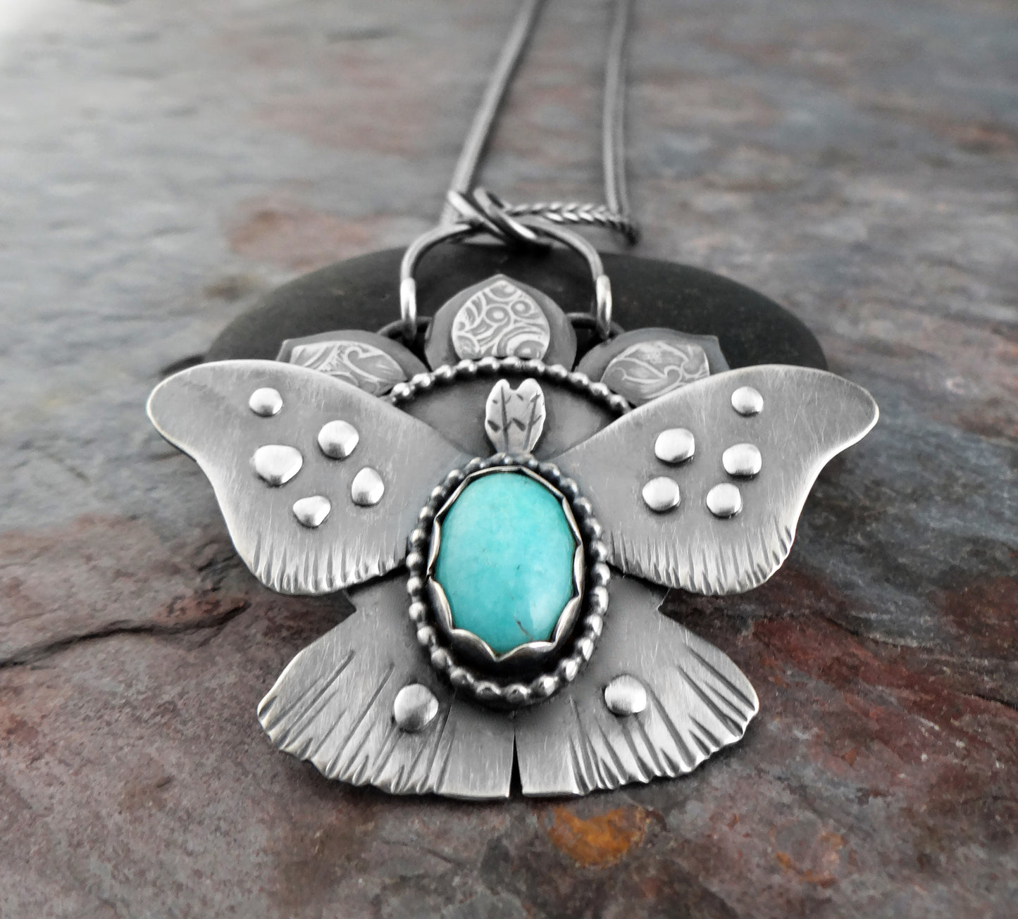 Amazonite Moth || nature-inspired statement necklace (6738)