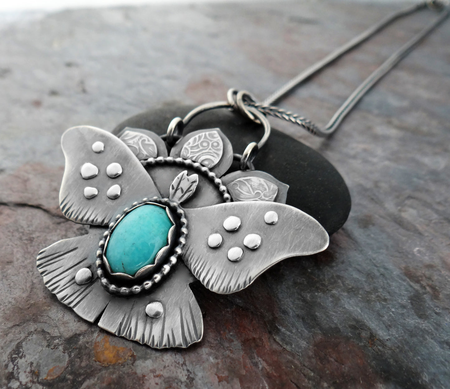 Amazonite Moth || nature-inspired statement necklace (6738)