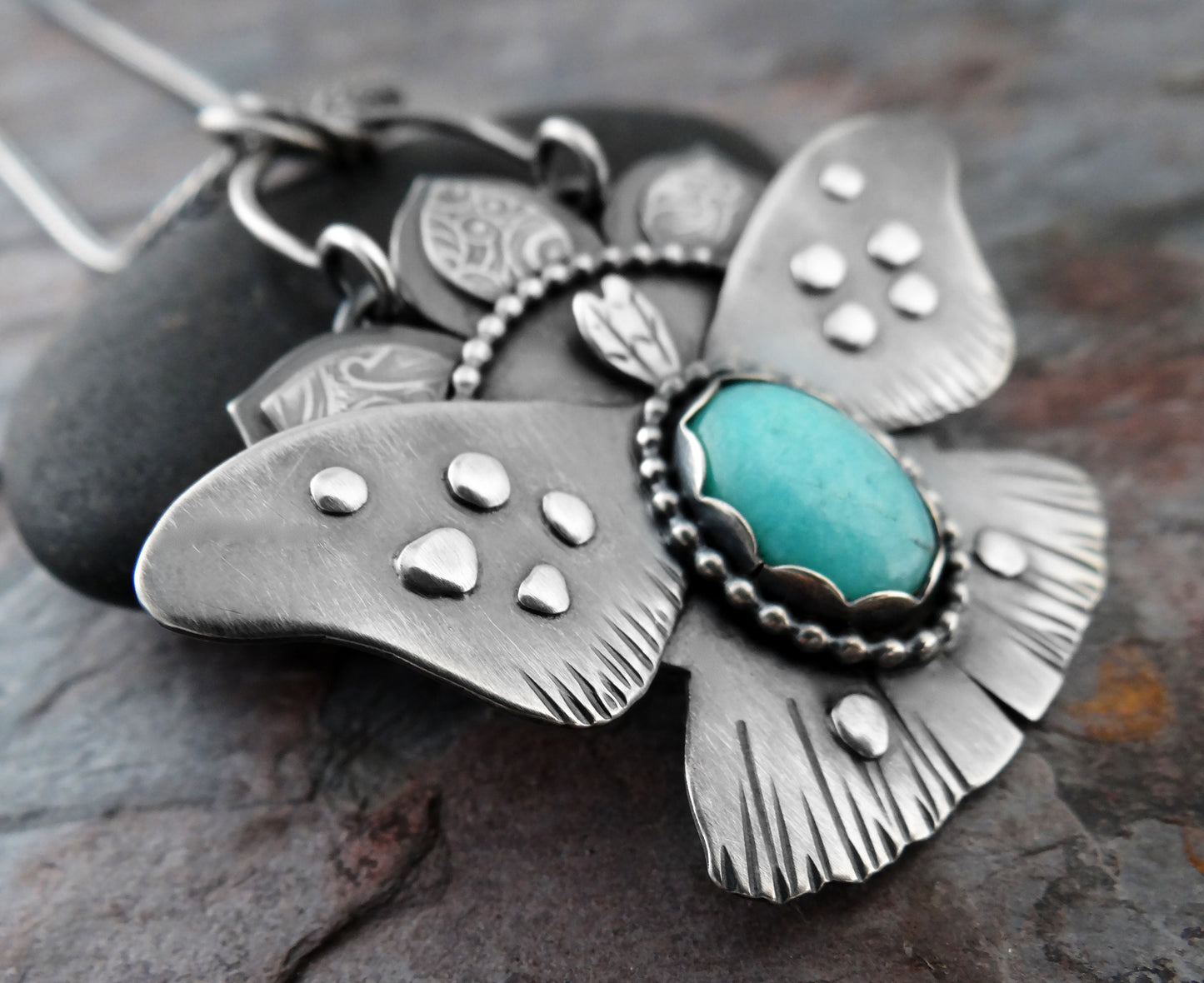 Amazonite Moth || nature-inspired statement necklace (6738)