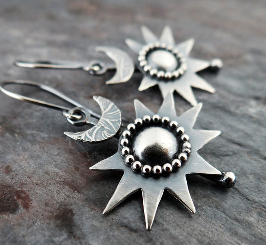 Dark Star Earrings II || bold metalsmith earrings (6952)