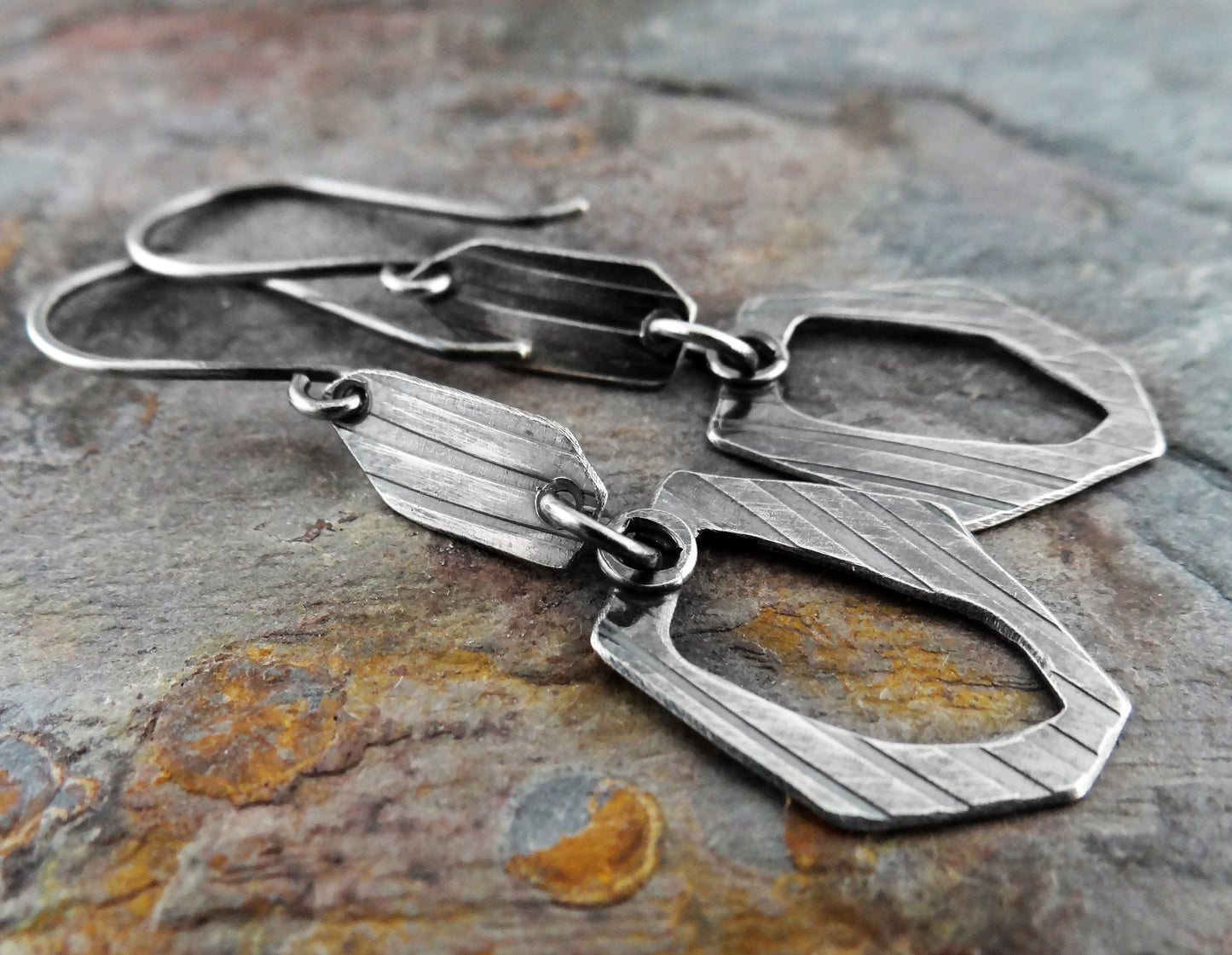 Organic Silver Dangles || hand-forged, textured earrings (7004)