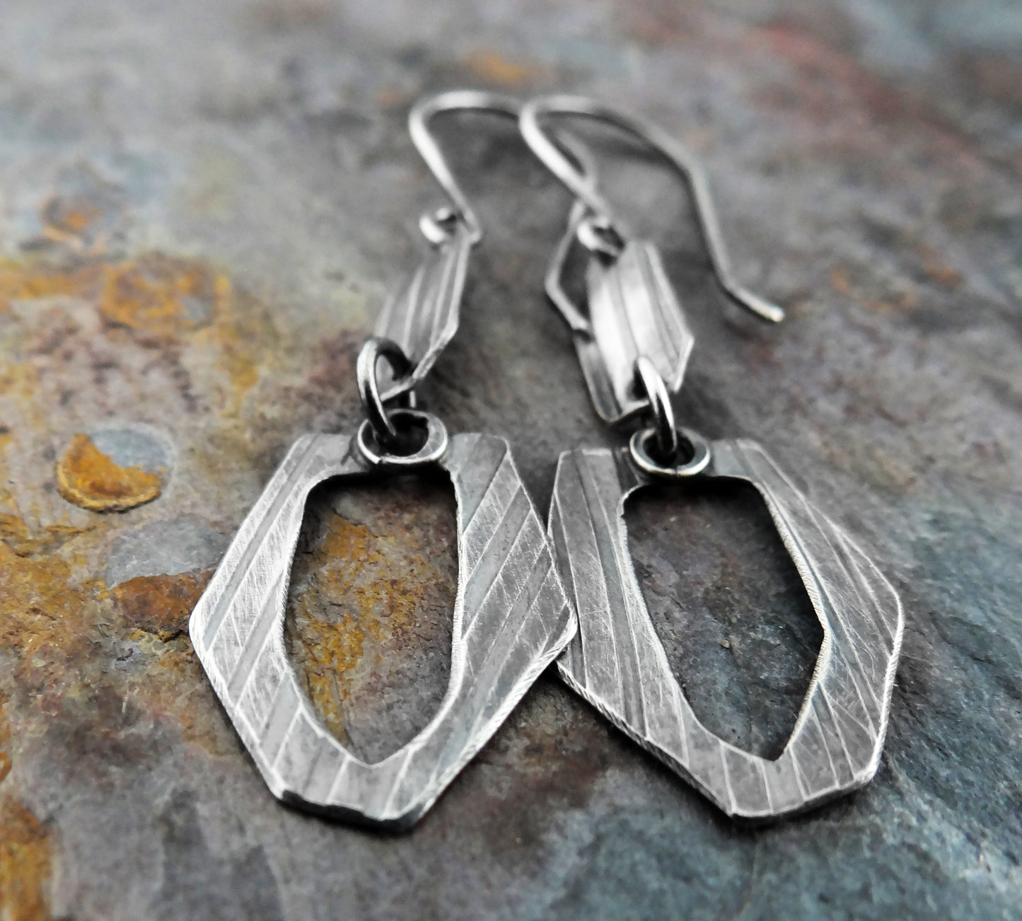 Organic Silver Dangles || hand-forged, textured earrings (7004)