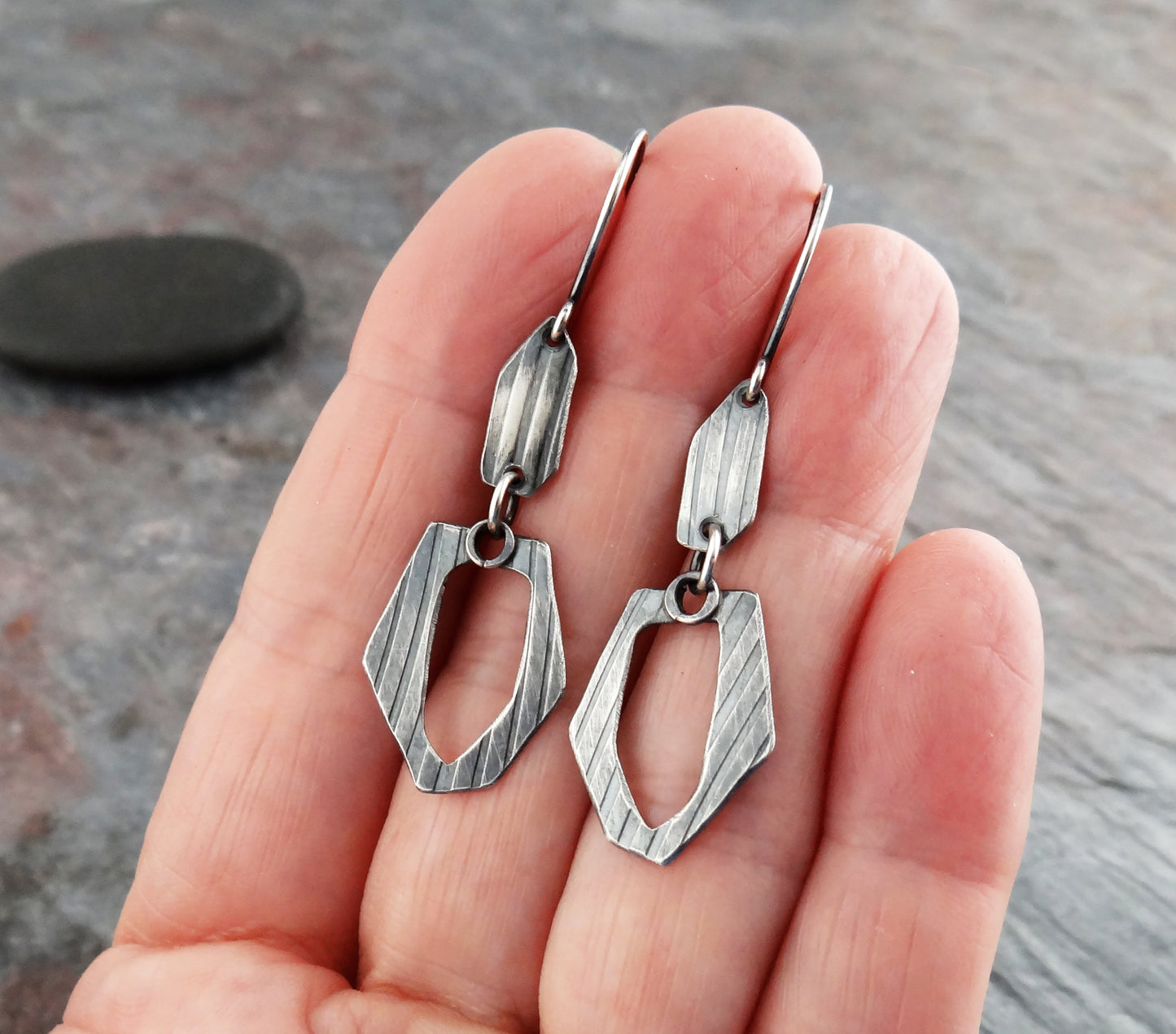 Organic Silver Dangles || hand-forged, textured earrings (7004)