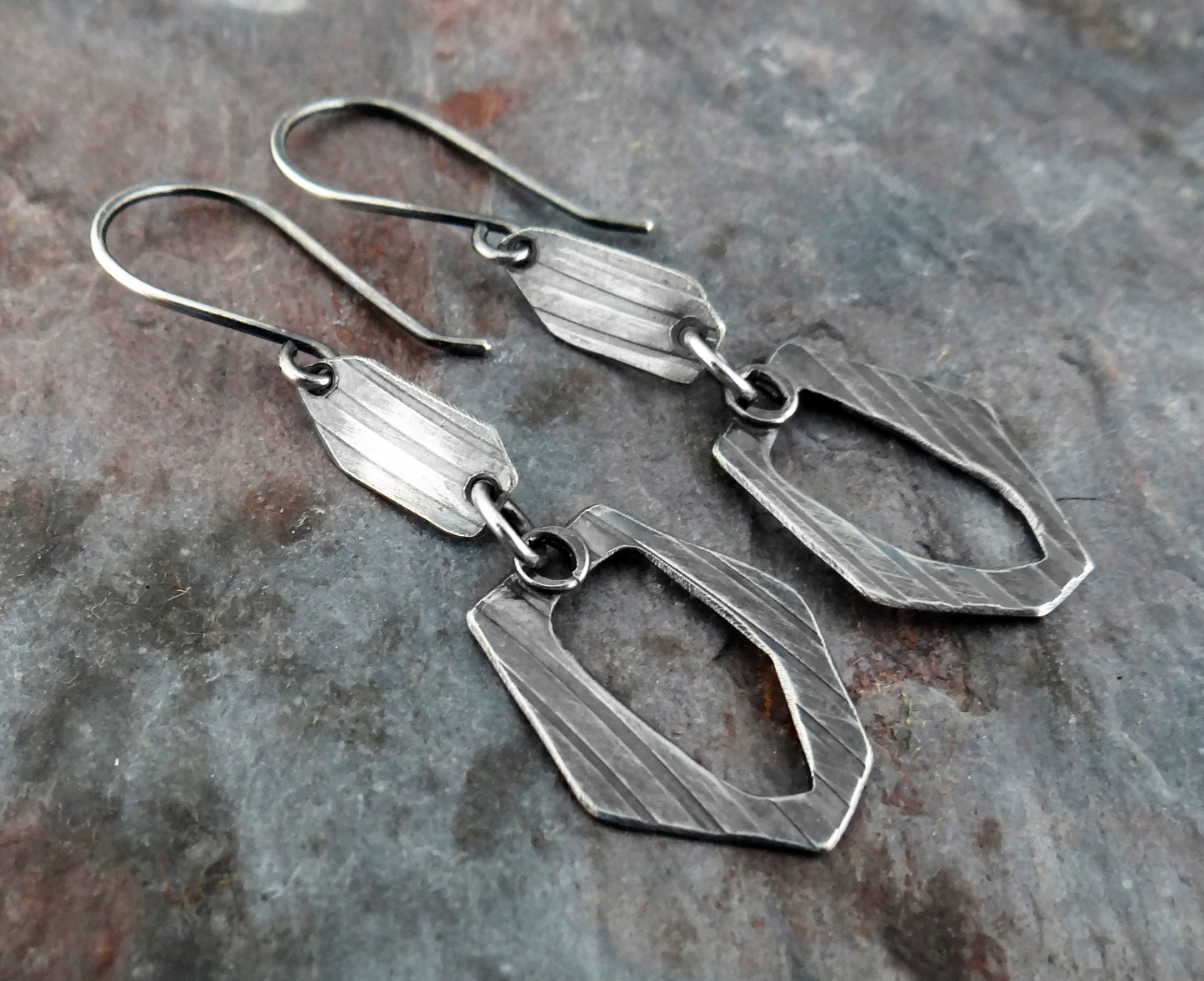 Organic Silver Dangles || hand-forged, textured earrings (7004)