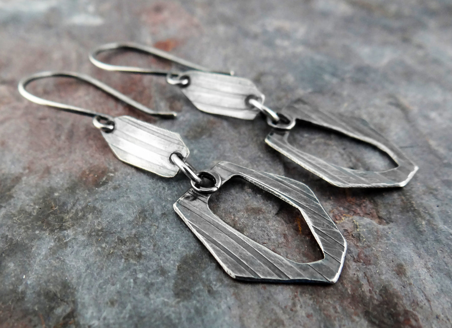 Organic Silver Dangles || hand-forged, textured earrings (7004)