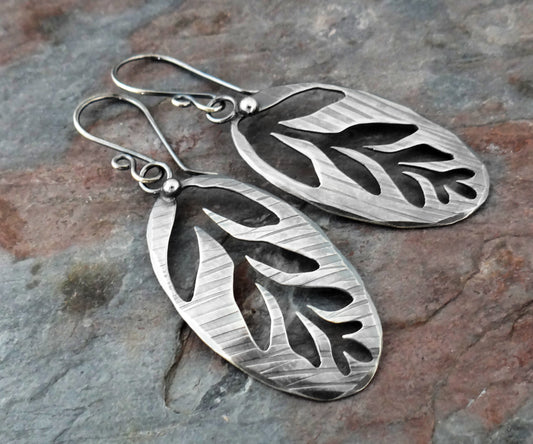 Lonely Branch Earrings || nature-inspired silver jewelry (6376)