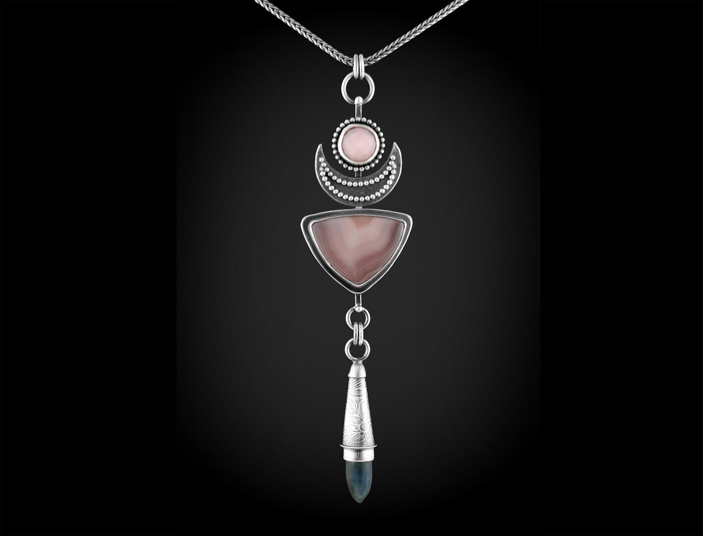 Triple Stone Lunar Pendant (7055)